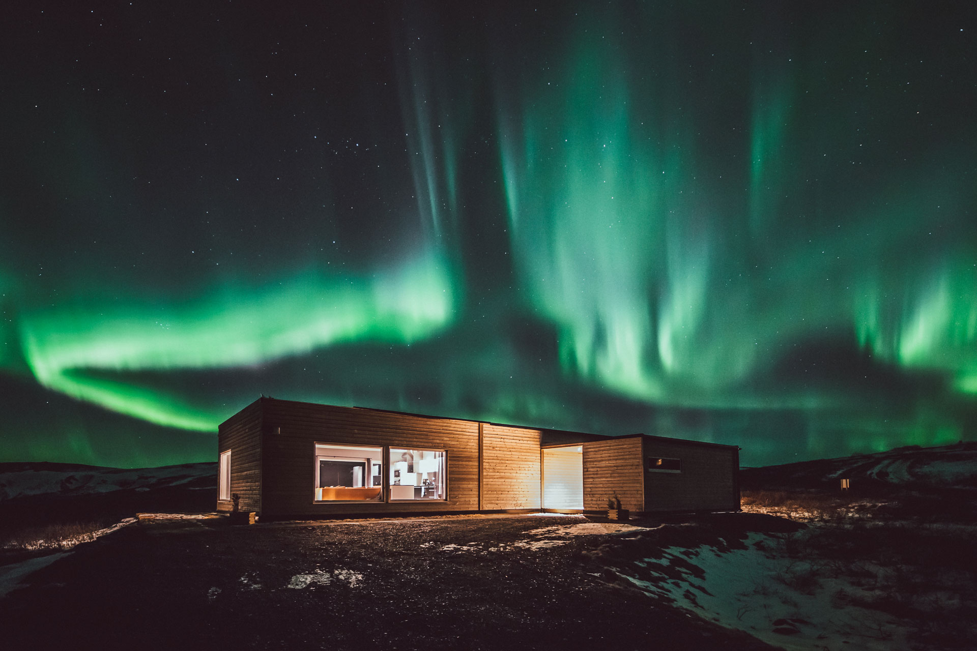 Aurora Borealis in hrifunes nature park hotel south iceland