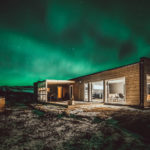 Northern lights in hrifunes nature park cabins